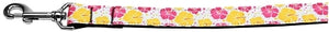 Pink and Yellow Hibiscus Flower Nylon Dog Leash 4 Foot