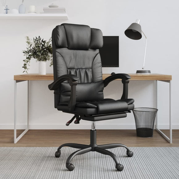 vidaXL Reclining Office Chair Black Faux Leather