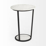 25" Black And White Marble End Table