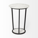 25" Black And White Marble End Table