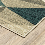 10' X 13' Gray And Teal Geometrics Indoor Area Rug