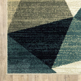 10' X 13' Gray And Teal Geometrics Indoor Area Rug