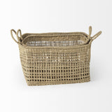 Set Of Two Brown Wicker Storage Baskets