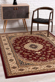 8' X 11' Red and Beige Floral Medallion Power Loom Area Rug