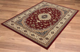 8' X 11' Red and Beige Floral Medallion Power Loom Area Rug