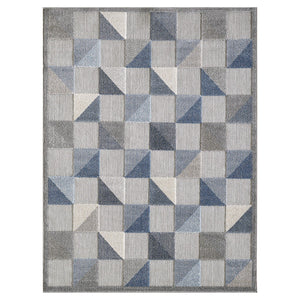 8' X 10' Blue And Gray Geometric Stain Resistant Indoor Outdoor Area Rug