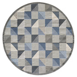 8' X 10' Blue And Gray Geometric Stain Resistant Indoor Outdoor Area Rug