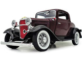 1932 Ford 3-Window Coupe Burgundy with Black Top 1/18 Diecast Model Car by Road Signature