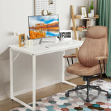 L Shaped Computer Desk and Writing Workstation for Home and Office-White - Color: White