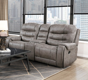 Modern Living Room 1pc Double Reclining Loveseat with Center Console, Polished Microfiber Upholstery, Plush Seating, Grayish Brown Solid Wood Frame Furniture