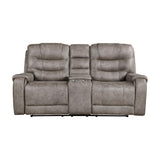 Modern Living Room 1pc Double Reclining Loveseat with Center Console, Polished Microfiber Upholstery, Plush Seating, Grayish Brown Solid Wood Frame Furniture