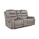 Modern Living Room 1pc Double Reclining Loveseat with Center Console, Polished Microfiber Upholstery, Plush Seating, Grayish Brown Solid Wood Frame Furniture