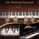 Glarry GDP-205 88 Key Standard Full Size Weighted Keyboards Digital Piano with Metal Stand, Audio and MIDI Bluetooth, Triple Pedals, Headphone