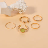 Fashion trend INS niche design sense mouth index finger tail ring ring simple cool wind 5-piece ring set