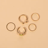 Fashion trend INS niche design sense mouth index finger tail ring ring simple cool wind 5-piece ring set