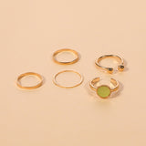 Fashion trend INS niche design sense mouth index finger tail ring ring simple cool wind 5-piece ring set