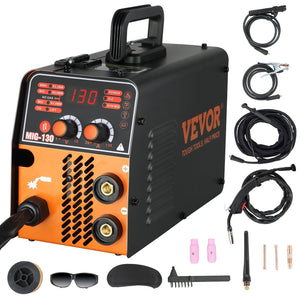 VEVOR MIG Welder, 130A Flux Core Welder, 3 in 1 Combo MMA/MIG/LIFT TIG Welder Machine, Portable MIG-130 Welding Machine IGBT Inverter, Automatic Wire Feeding Welder for Stainless Steel, Carbon Steel