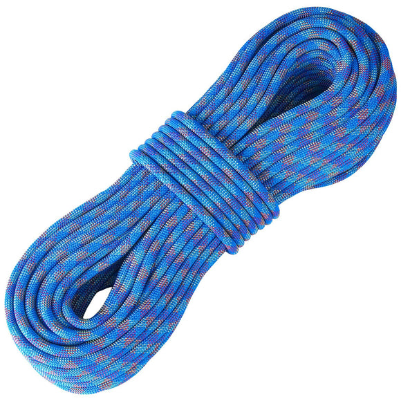 VEVOR 10.2mm Dynamic Climbing Rope, 60M(197ft) Outdoor Rock Climbing Rope 25KN Breaking Tension, Fiber Rope with Steel Snap Hooks for Escape, Rappelling, Fire Rescue, Blue