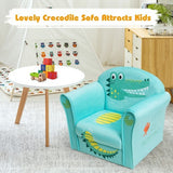 Kids Crocodile Armrest Upholstered Couch - Color: Green