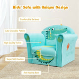 Kids Crocodile Armrest Upholstered Couch - Color: Green