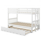 Twin Pull-Out Bunk Bed with Trundle Wooden Ladder-Espresso