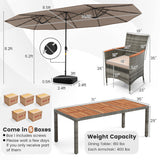 11 Pieces Patio Dining Set with 15 Feet Double-Sided Patio Umbrella Base Included-Tan