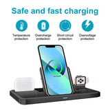 3-in-1 Charger Wireless Charging Station Mobile Phone Holder Compatible For Iphone Airpods Iwatch Tablet black