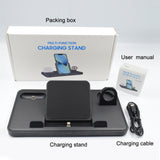 3-in-1 Charger Wireless Charging Station Mobile Phone Holder Compatible For Iphone Airpods Iwatch Tablet black