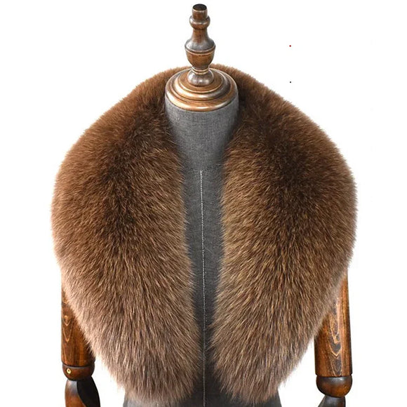 Color: GRAY, Size: XS - Fox Fur Collar 100% Real Fox Fur Scarf Straight Collar Natural Fur Gray Collar  Large Size Neck Warmer Fur Scarf Shawls