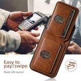 Color: Coffee, Material: PC - SUTENI Card Holder Leather Magnetic Pocket Cover Wallet Phone Case For iPhone X XS XR 11 12 13 14 15 Pro Max Plus