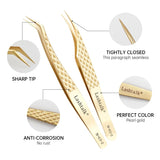 Color: Black - Lashtalk Eyelash Extension Tweezers Makeup Tools From Nagaraku Stainless Steel Non-magnetic Volume FakeLashes Supplies Accurate