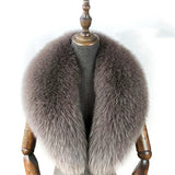 Color: GRAY, Size: XS - Fox Fur Collar 100% Real Fox Fur Scarf Straight Collar Natural Fur Gray Collar  Large Size Neck Warmer Fur Scarf Shawls