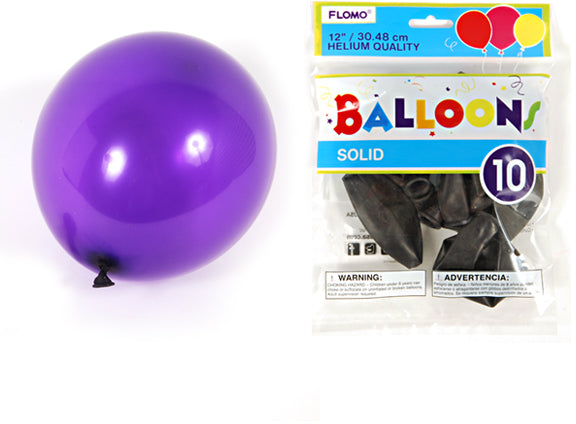 . Case of [36] Solid Color Balloons - Hot Purple, 10 Pack, 12