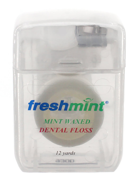 . Case of [144] Freshmint Waxed Dental Floss - 12 Yards, Mint .