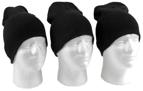 . Case of [240] Adult Knit Beanie Hats - Black .