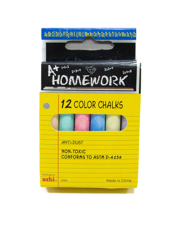. Case of [96] Colored Chalk - 12 Pack, Assorted Colors .